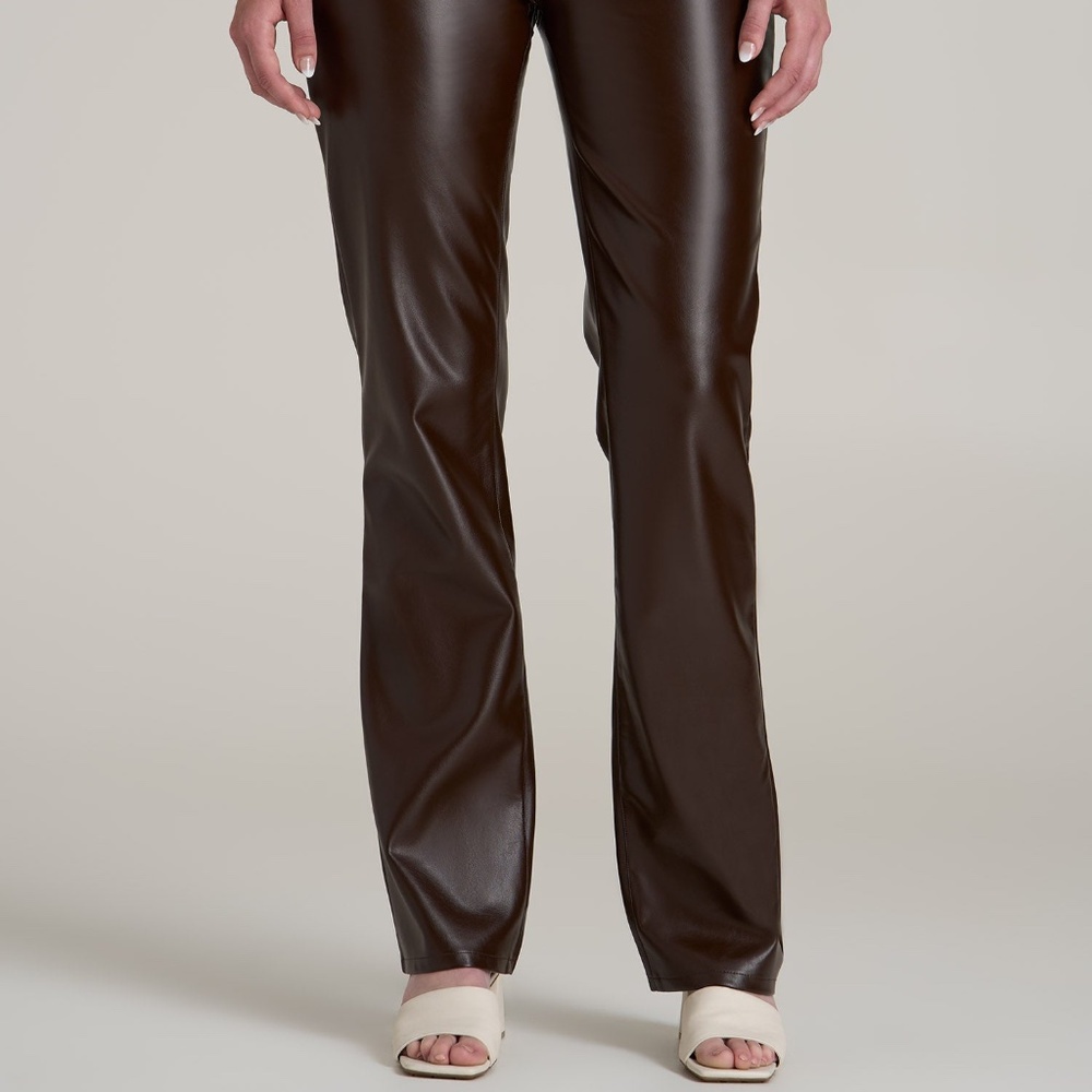 American Tall True Touch Leather Straight Leg Pants for Tall Women in Espresso S
